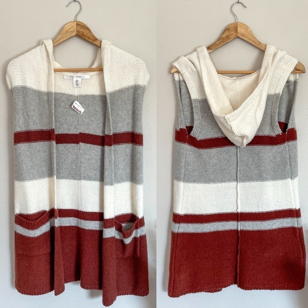 Max Studio | Cozy Fall Hooded Wool Blend Sleeveless Sweater